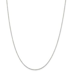 1.1mm Rhodium Plated Sterling Silver Solid Cable Chain Necklace, 18 In